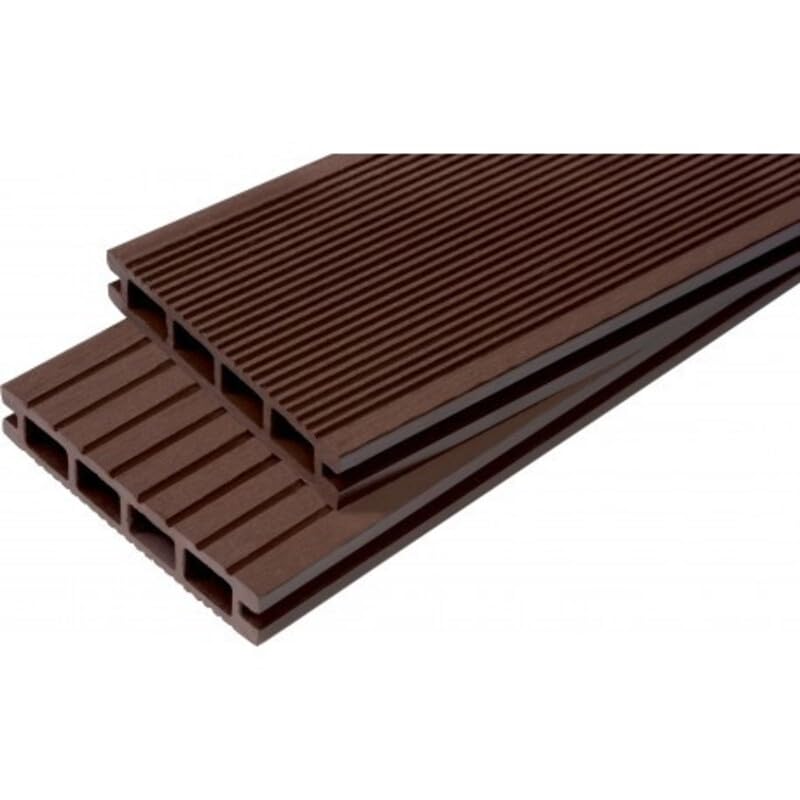 PACK 10m² lame de terrasse composite Dual + ACCESSOIRES 2400mm Chocolat, ep.25mm, l.14 cm, L.240 cm