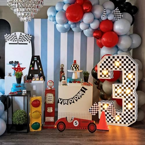 Image of Imprsv Race Car Birthday Party Decorations, 3ft Light Up Marquee Number 3