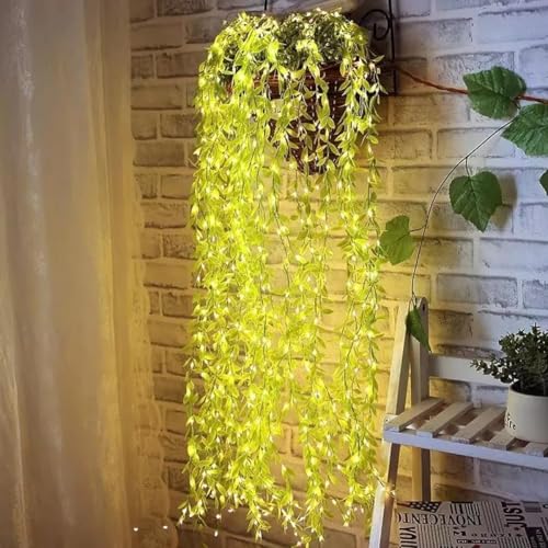 Image of MIRADH Diwali Fairy Lights Leaf Curtain String Light, 180 LED Artificial Leaf Vine with 8 Modes for Diwali, Navratri, Christmas & New Year Home & Party Decor (10x3 ft) (1, Warm White)