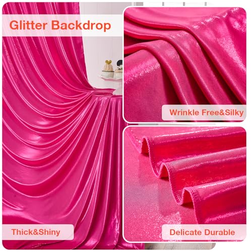 Image of 40x10 ft Wrinkle Free Hot Pink Sequin Backdrop Curtain for Parties-Thick Not Fall-Off Glitter Fuchsia Backdrop Drapes-8 Panels 5x10ft Shimmer Photo Back Drop Cloth for Wedding Birthday Photography