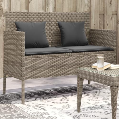 XHNIFBN 44.5 in Grey Rattan Outdoor Storage Bench with 4