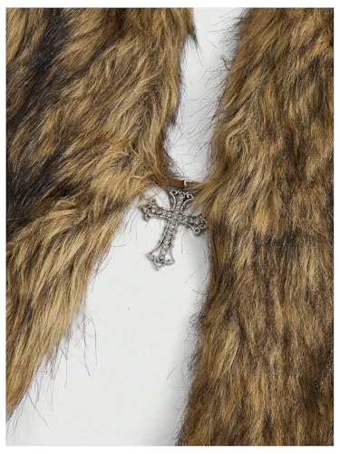 WDIRARA Women's Faux Fur Halter Vest Sleeveless Tie Backless Fuzzy Tank Top4