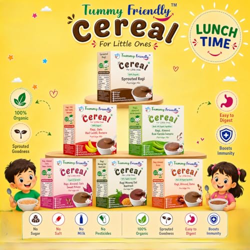 Image of TummyFriendly Foods Certified 100% Organic Oats, Beetroot Porridge Mix | 100% Organic Oats for Baby 6 month | Rich in Protein, Healthy Fat, Iron and Dietary Fibre | No Sugar, No Salt, No Milk, No Chemicals, No Pesticides & No GMO | Maximum Possible Nutrition From Real Food | Shelf Life 9 Months | 200g