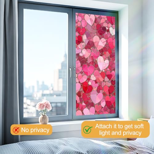 Image of Heart Mosaic Stained Glass Window Film 17.32x39.37in