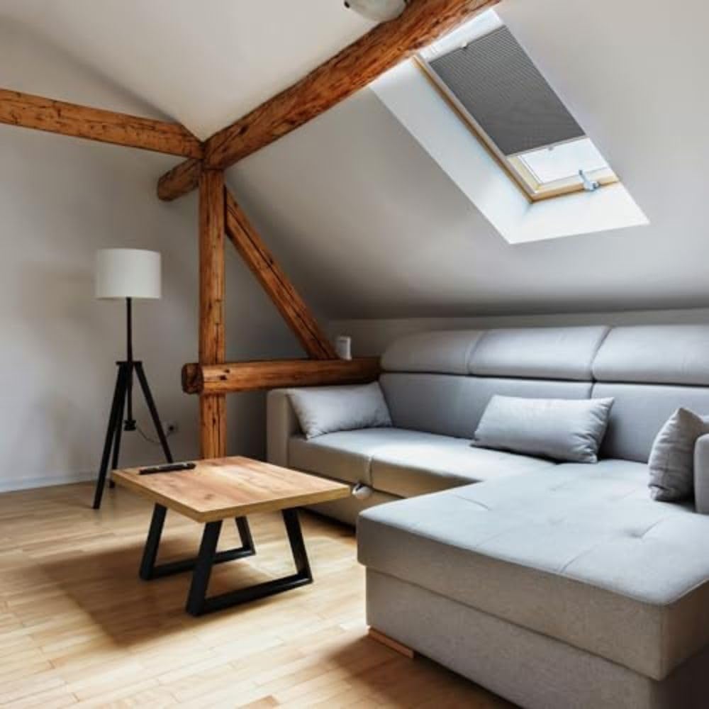 Wabenplissee Dachfenster - Maßanfertigung, 100% Verdunkelung, Thermo-Isolierung, Einfache Montage, Up&Down System, Breite 30-120 cm, Höhe 50-149 cm, 6 Stofffarben, 3 Profilfarben