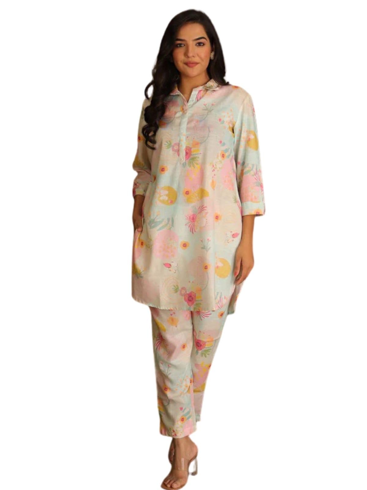 Greciilooks Co Ord Set For Women Stylish | Kurta Set For Women | Kurta Set | Ethnic Co Ord Set For Women | Full Sleeve Co-Ord Set (In, Alpha, Xl, Regular, Light Pink)