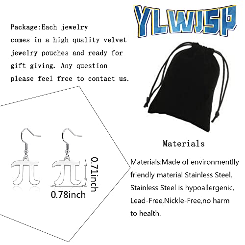 Math Formula Earrings Pi Earrings Necklace Mathematics Symbol Earrings For Math Enthusiasts Teachers Back to School Gift2