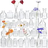 Yirilan Bud Vases Set of 32 PCS, Small Flower Vases for Table Centerpieces, Mini Vases for Single Stem Flowers, Glass Vases for Centerpieces, Wedding & Home Decor, Clear