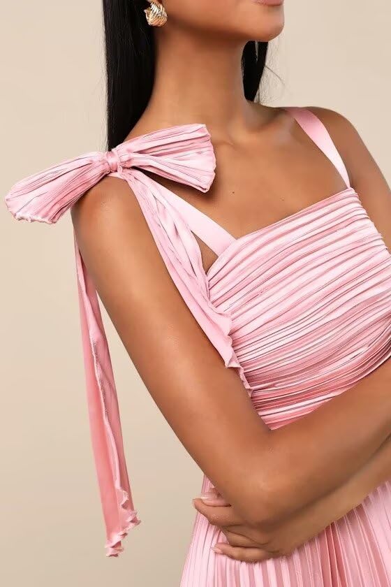 Square Neck Satin Bridesmaid Dress Long for Women Pleated Empire Waist Corset Formal Dresses DI2412