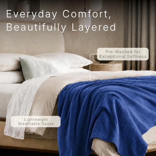 Salt Earth 100% Cotton Gauze 55"X75" Twin 4 Layered Blanket- Navy Blue by Salt Earth - Used condition - Image 3