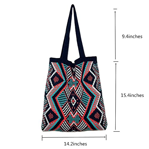 Image of Shoulder Handbag Bohemian Crochet Everyday Tote Hippie Hobo Bag