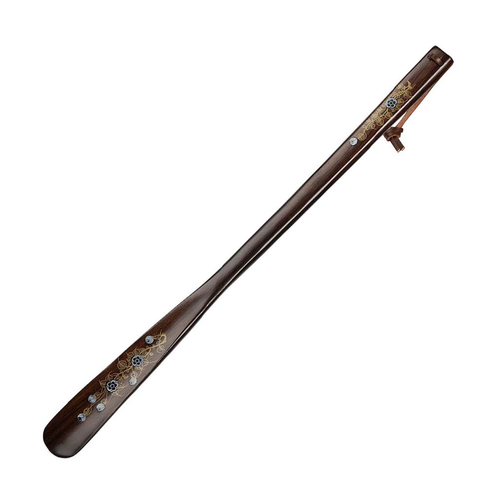 Łopatka do butów, Drewniana łyżka do butów z długą rączką(Ebony Flower 55cm)