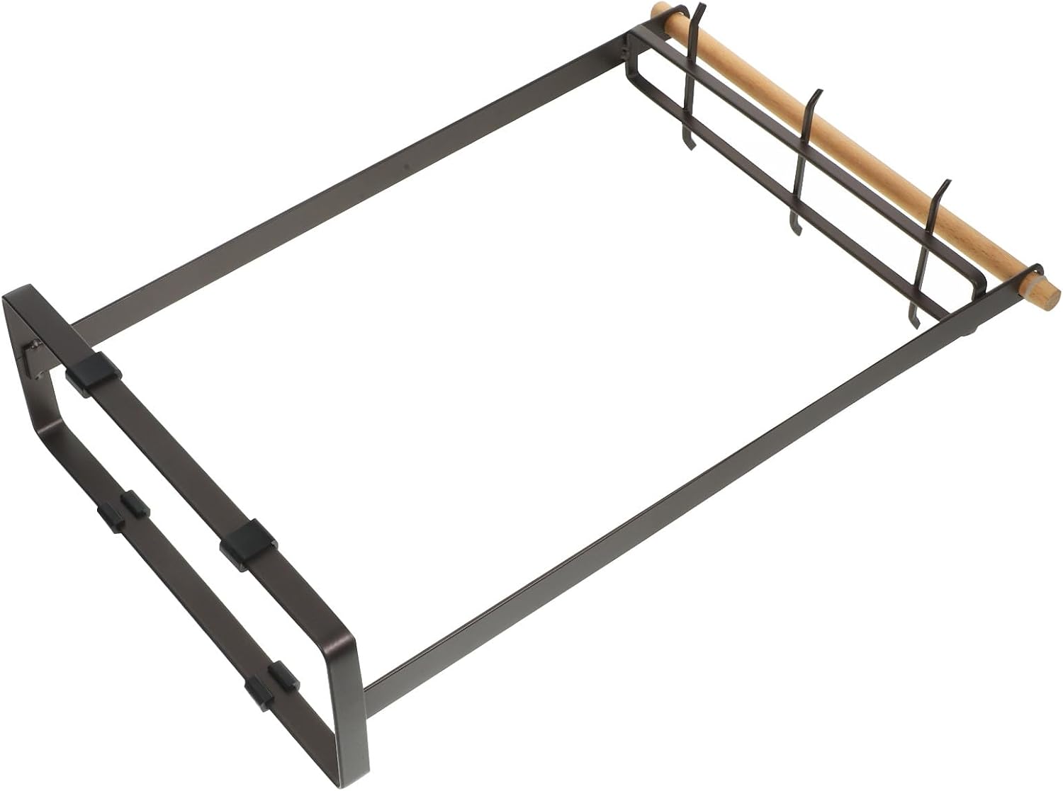 Kitchen Ware Storage Rack with Wooden Rod Iron Utensil Holder for Kitchen Counter Hanging Rack for Ladles and Spatulas Floor Drainage Organizer for Home Cooking