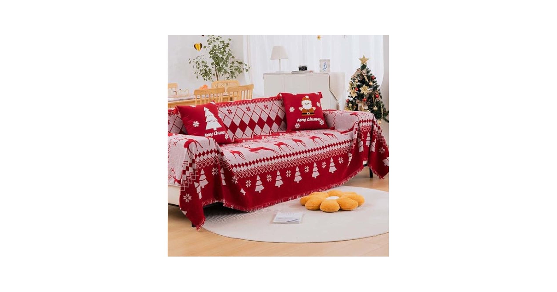 Amazon｜ソファカバー クリスマス レッド マルチカバー ソファー