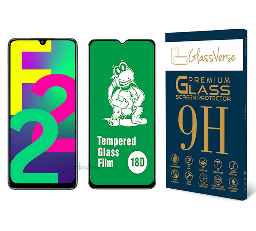 GlassVerse 18D Tempered Glass With Inbuilt Airbag Borders For Samsung Galaxy F22 4G Smartphone(Pack Of 1)With Free Installation Kit. Full Screen Protector. If Received Damaged-6.4 Inch