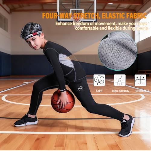 Thermal Underwear for Kids,Boys Fleece Lined Base Layer Long Johns Thermals Top and Bottom Set for Winter Skiing, Black, S - Image 4