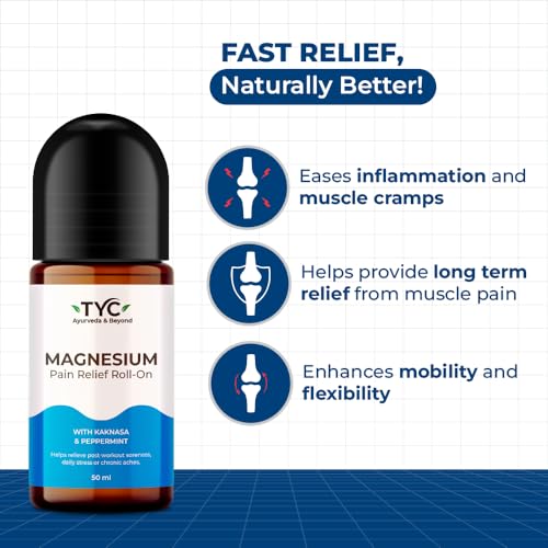 Image of TYC - Trust Your Choice Magnesium Pain Relief Roll-On, Instant Relief for Back, Joint, Knee, Neck Pain, Muscle Stiffness and Sports Injuries with Natural Ingredients, Pack of 1 (50ml)
