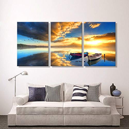 Tableau triptyque océan et coucher de soleil pour salon - 2
