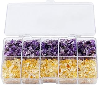 mookaitedecor Crystal Chips Tumbled Stone, 500g Mix Amethyst & Citrine for Cabbing, Tumbling
