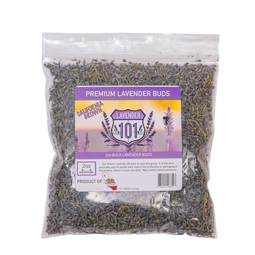 Premium Lavender Buds by Lavender 101 - US Grown Bulk Lavender Flowers for Sachets, Candles, Soaps, Crafting, Aromatherapy, Weddings, Events (2 Ounces)