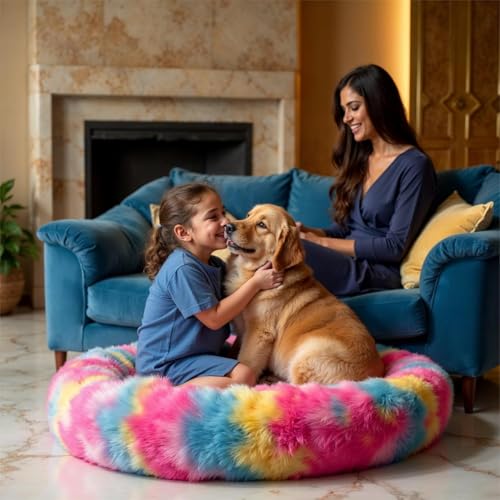 Image of ZEXSAZONE Summer Comfortable Durable Both Sides Usable & Washable Pet Bed | Cat Bed | Puppy Bed | Dog Bed | Medium Dog Bed for Cats & Puppies (Rainbow, Medium 70 x 70 x 15 cm)