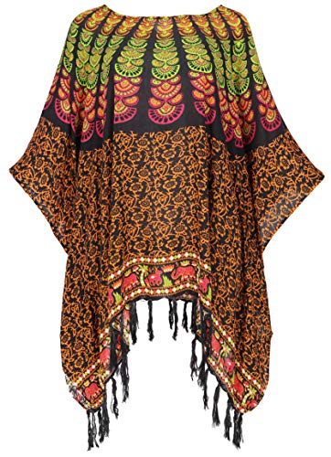 Guru-Shop-Caftan-estilo-Ibiza-blusa-maxi-para-mujer-tunica-de-playa-color-blanco-sintetica-talla-unica-blusa-y-tunica-ropa-alternativa-negro-naranja-Tallaunica GURU SHOP Caftán, estilo Ibiza, blusa maxi para mujer, túnica de playa, color blanco, sintética, talla única, blusa y… | DeHippies.com