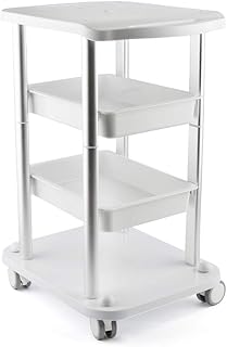 LAJUU Carts,Storage Hand Trucks,Kitchen Movable Trolleys, Lightweight Silver Beauty Salon Cart with Brake Wheel Bubble Instrument Rolling Trolley,50Kg Load