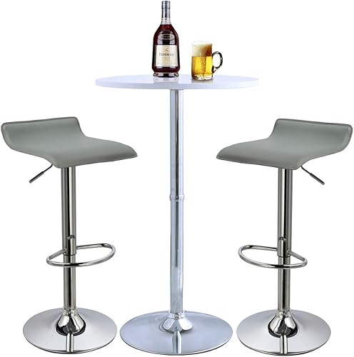 Miniatura 6 de DUHOME Taburetes de bar modernos contemporáneos ajustables con asiento de cuero sillas de bar juego de 2 (gris)