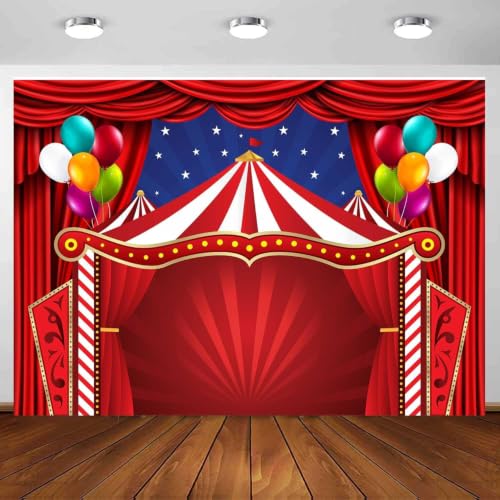 Décor carnaval 6 x 4 pi thème cirque rideau rouge