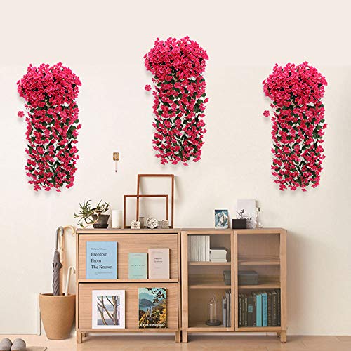 JIANJIAN Cesto de parede de flores violetas artificiais, guirlanda pendurada, flores de videira, sim