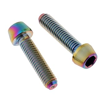 Moxic 2x M6 Titanium Ti Screw Fairing Bolt Taper Conical Hex Head Rainbow M6x25mm