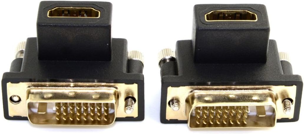 chenyang 2 Pack HDMI to DVI Adapter,DVI Male to HDMI Female 90 Degree Angled Gold Plating Bidirectional Converter Adapter for TV, Monitor, Computer