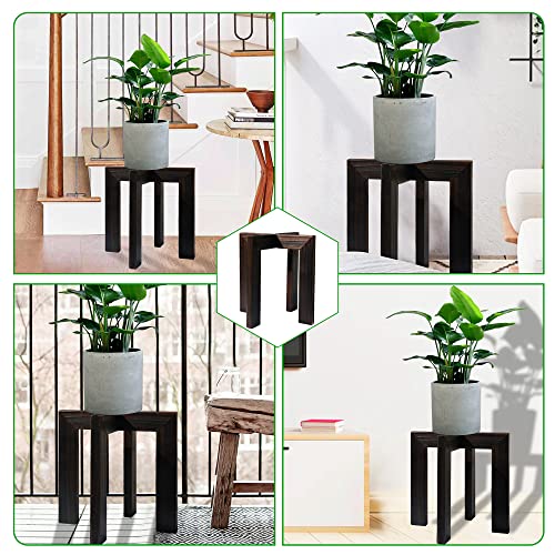 Mavoter Wood Plant Stand - Black Plant Stand Indoor - Square Wooden Plant Stands , Flower Pot Holder Minimalist Boho Riser For Home Decor 12" * 12 " #TOP2