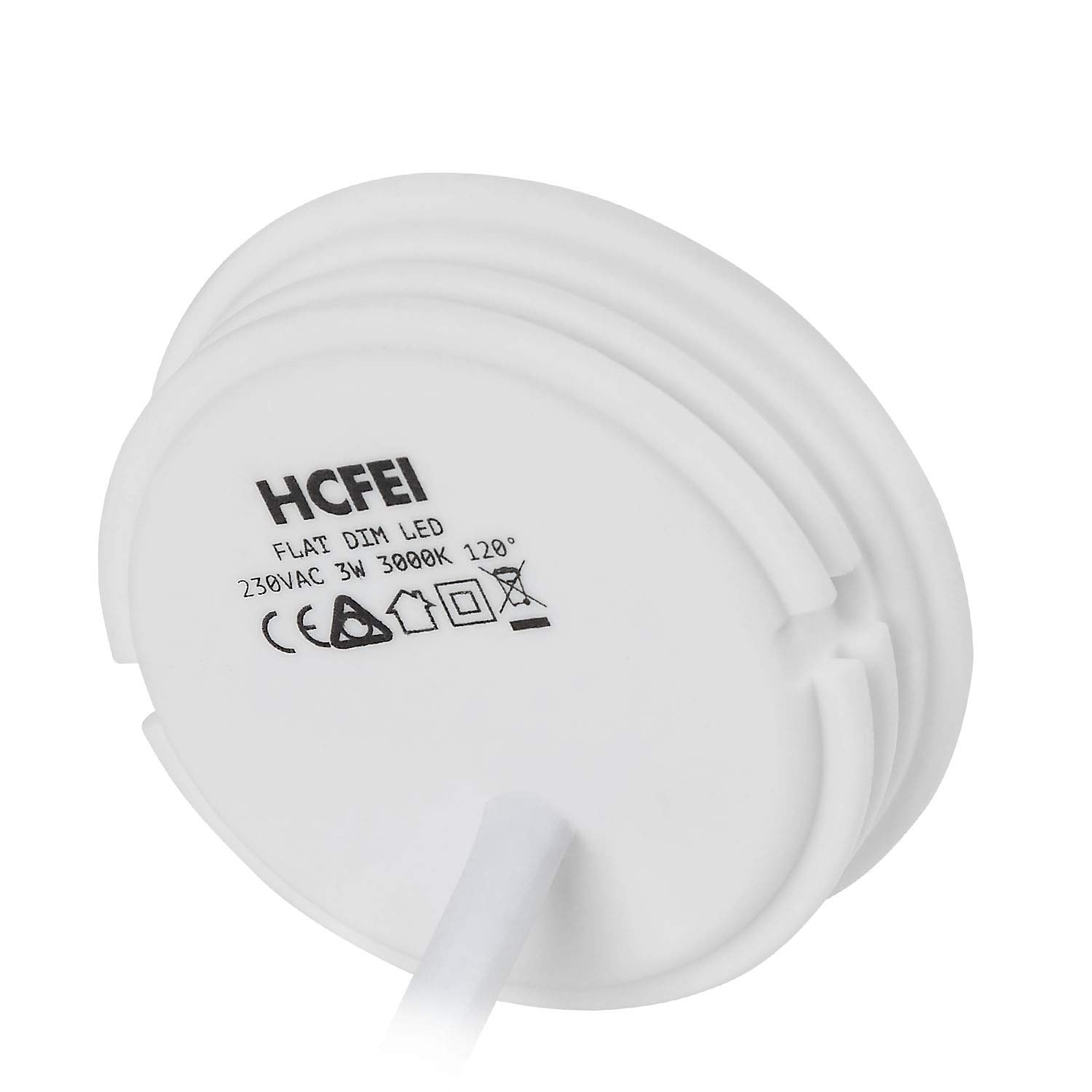 HCFEI Confezione da 10 moduli LED Slim in ceramica 230V – 3W 320lm 120 ° – Profondità di montaggio 15mm – Sostituzione per MR16 GU10 – per soffitti bassi – bianco caldo (3000K)