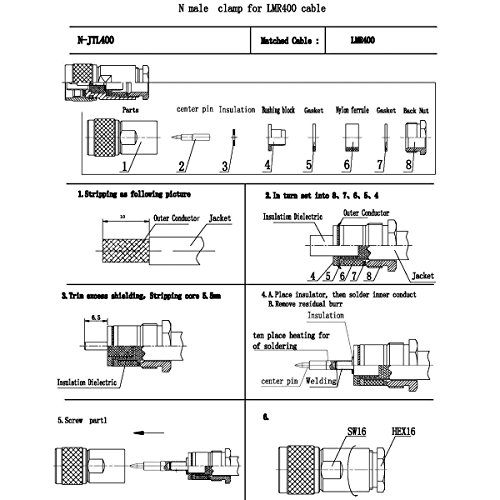 N Connectors Male Rf Coaxial Connector For Lmr400 Cable Belden 9913 Rg8 Cable Nickel Machined Brass Construction (4Piece Clamp) #TOP5