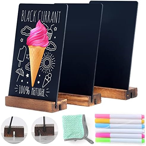 7.9x5.1" Desktop Chalkboard Small Chalkboard Sign with Wood Base Decoration Chalkboard Message Chalkboard Kids Chalkboard (3 Pack 7.9x5.1")