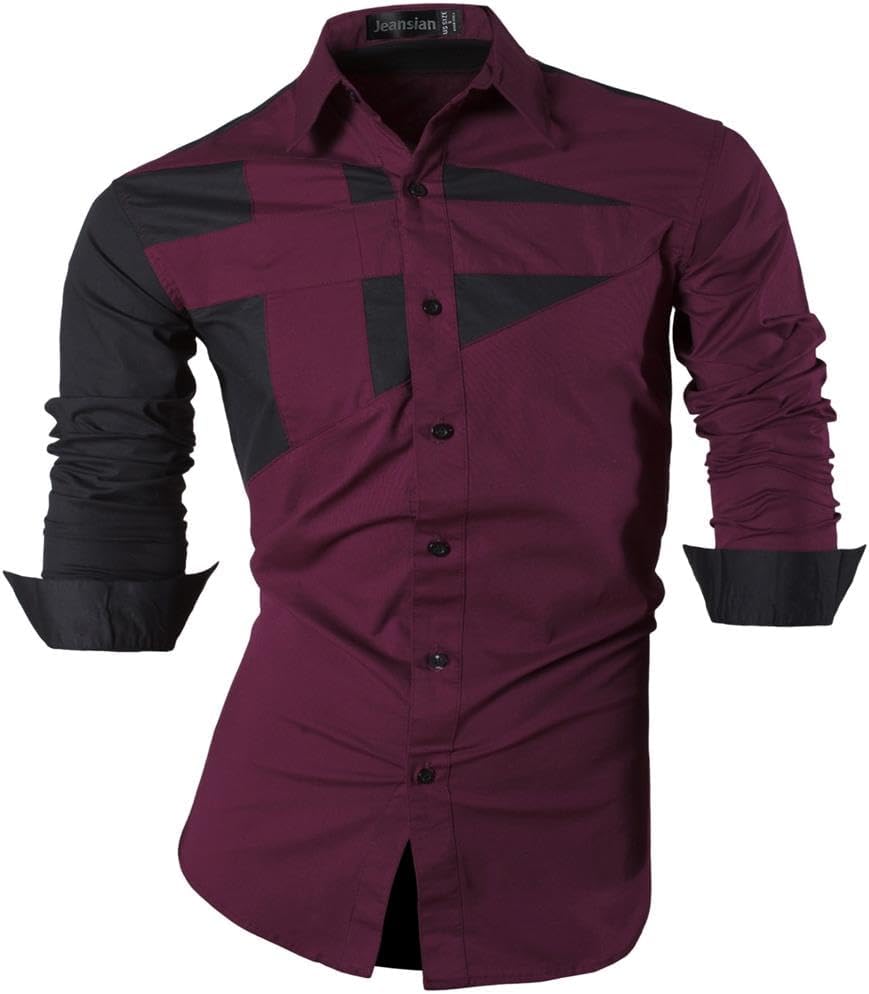 jeansian Men's Long Sleeve Casual Button Down Dress Shirt JZS041