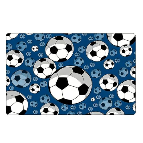 JynxtoyZeal Tapis Rectangular Football Bleu Tapis de Jeu Chambre Enfant Tapis Enfant Rectangular Football pour Chambre à Coucher et Salle, 60 x 90cm