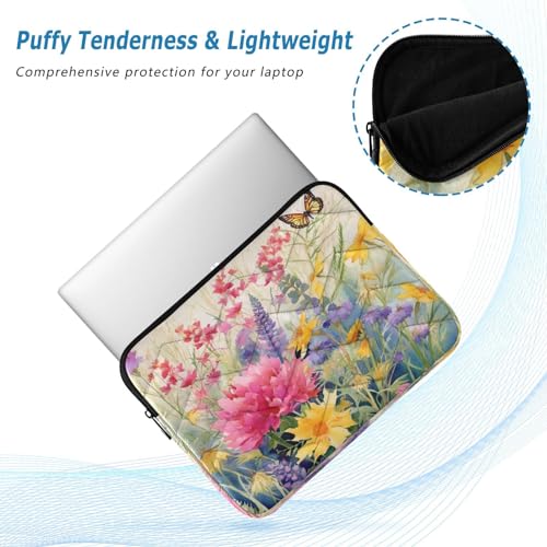 Funda para portátil 13-14 pulg impermeable flores y mariposas miniatura 5