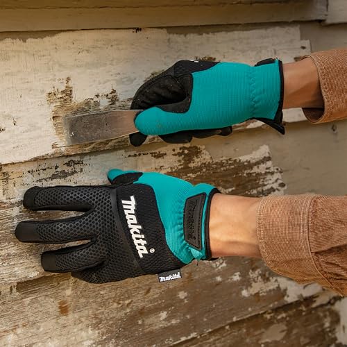 Makita P-84654 Open Cuff Working Gloves, Size Medium, blue black - Image 3