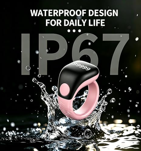 Image of Smart Tasbih Zikr Ring,Adjustable(18 /20 /22mm) Muslim Digital Azan Alarm Clock Counter,APP Support Digital Counter Prayer Reminder Rings, Waterproof 5 Digit Finger Counter for Muslims(Pink)