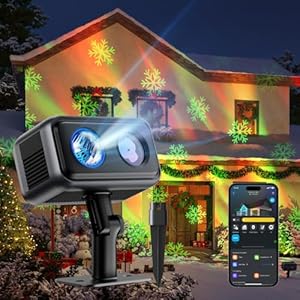 Govee Outdoor-Projektorlicht, RGBW-Dreifarben-Laserlicht mit 50+ Szenenmodi für alle Festivals, Smart IP65 Wasserdicht Aurora Projektor Light, Funktioniert mit Alexa, Matter, Google Assistant