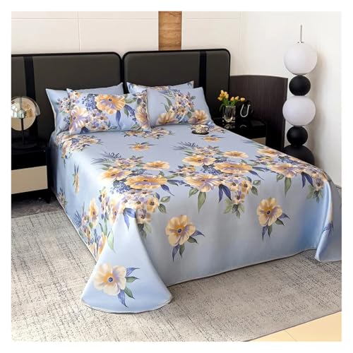 Drap plat en soie glacée grand lit drap d'été multicolore