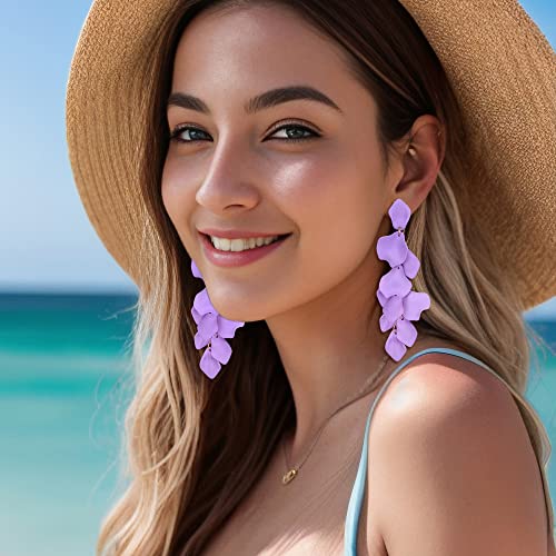 Flyonce Acrylic Rose Petal Long Dangle Drop Earrings for Women Large Big Statement Dangling Earrings for Summer Beach Holiday4