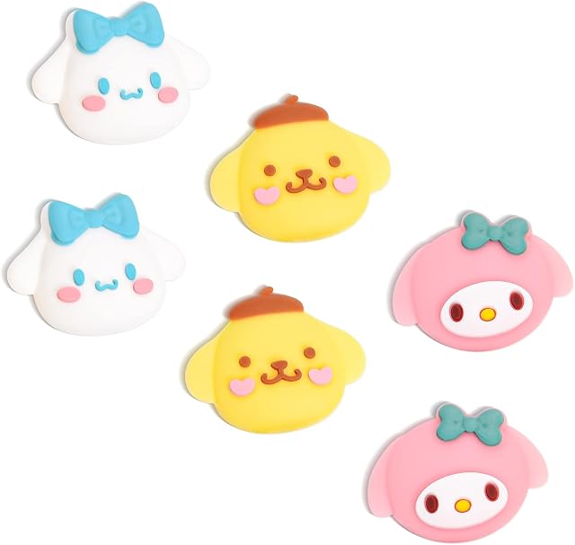 DLseego Dog & Rabbit 6PCS Thumb Grips Caps Compatible with Switch Lite & Switch & Switch OLED Cartoon Soft Silicone Joy Con Cover Lovely 3D Analog Joystick Button Caps - Cute Mixed Pack