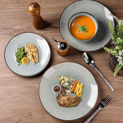 GBHOME-Ceramic-Dinnerware-Sets-for-4-12-Pieces-Stoneware-Plates-and-Bowls-Sets-Reactive-Glaze-Dishes-Scratch-Resistant-DishwasherMicrowave-Safe-Space-Blue