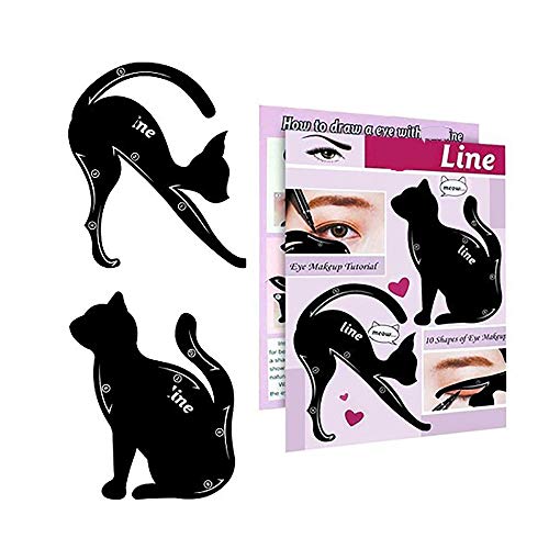 2 in 1 Cat Shape Eyeliner Template Stencil Smoky Eyeshadow Applicators Eyeliner Plate Matte PVC Material Professional Multifunction Black Cat Shape Eye liner & Eye Shadow Guide Template (1pack) image 5