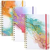 EOOUT Spiral Notebook 3 Pack Journals for Women, 6"x 8.5" Hardcover Spiral Journal, 160 Pages, Marbl