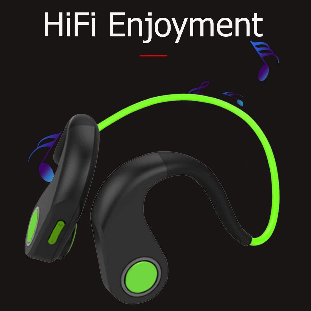Auricolari Bluetooth Wireless Sport Auricolari Microfono Impermeabile NFC Conduzione Ossa Auricolare Bluetooth CSR8635 V4.2+EDR Outdoor Sport Headset Mic Box (verde)