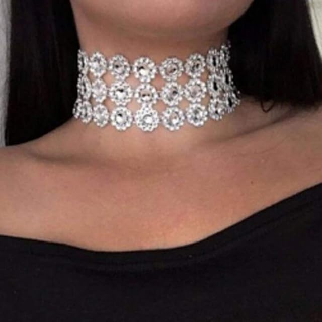 Yienate Boho Necklace Fashion Crystal Choker Full Rhinestone Jewelry for Women and Girls